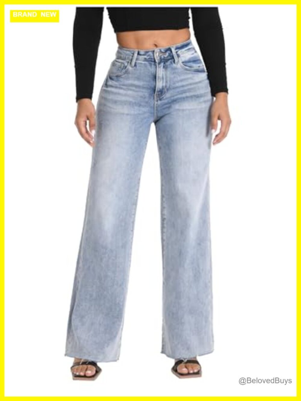 High Waisted Wide Leg Stretchy Jeans Tummy Control Denim Pants